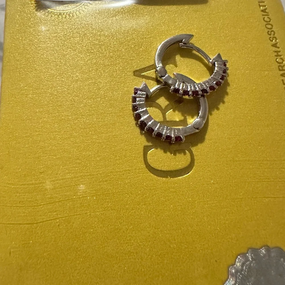Moissanite Dark Pink earrings - Picture 2 of 3